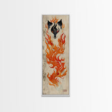 Carregar imagem no visualizador da galeria, Fiery Kitsune Spirit Skinny Art Tall Art Japanese Ukiyo-e Inspired Mythical Creature Framed Canvas Print