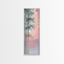 Carregar imagem no visualizador da galeria, Bamboo Forest, Soft Pink Light, Japanese Art, Skinny Art, Tall Art, Framed Canvas Print, Ukiyo-e Style
