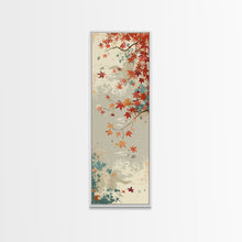 Load image into Gallery viewer, Autumn Maple Leaves in Japanese Garden Ukiyo-e Style Art Skinny Framed Canvas Print with Subtle Color Palette