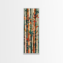 Cargar imagen en el visor de la galería, Colorful Bamboo Forest Skinny Art Ukiyo-e Tall Framed Canvas Print in Bright Autumn Hues