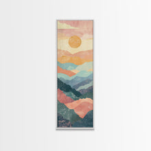 Carregar imagem no visualizador da galeria, Abstract Sunset Over Rolling Hills, Japanese Art-Inspired Tall Framed Canvas Print for Wall Art