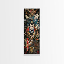 Cargar imagen en el visor de la galería, Fierce Samurai Warriors With Oni Mask Tall Art Ukiyo-e Art Wood Block Print Framed Canvas Print