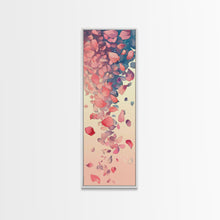 Cargar imagen en el visor de la galería, Cascading Pink Petals In Delicate Canvas, Tall Skinny Framed Wall Art For Feng Shui-Inspired Spaces, Japanese Style Art