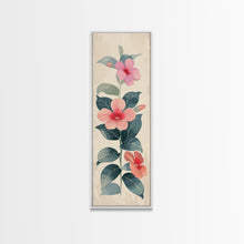 Cargar imagen en el visor de la galería, Floral Bouquet With Pink And Red Flowers - Skinny Art Tall Art Framed Canvas Print Japanese Style Art Ukiyo-e Art