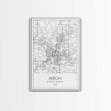 Carregar imagem no visualizador da galeria, Akron Street Map, Akron Map, Map Wall Art, Office Wall Art, City Map Print, Minimalist, Modern Art, Wall Art, Canvas Print, Canvas Wall Art
