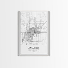 Load image into Gallery viewer, Amarillo Street Map, Texas Map, City Map Wall Decor, Travel Wall Art, Minimalist, Modern Art, Wall Art, Canvas Print, Canvas Wall Art