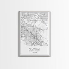 Load image into Gallery viewer, Anaheim Street Map, California Map, City Map Wall Decor, Travel Map, Minimalist, Modern Art, Wall Art, Canvas Print, Canvas Wall Art