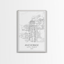 Load image into Gallery viewer, Anchorage Street Map, Alaska Map, City Map Wall Décor, Adventure Wall Art, Minimalist, Modern Art, Wall Art, Canvas Print, Canvas Wall Art