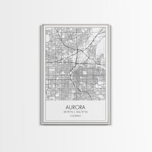 Load image into Gallery viewer, Aurora Street Map, Colorado Map, City Map Print, Travel Lover Gift, Above Bed Art, Minimalist Art, Wall Art, Canvas Print, Canvas Wall Art