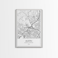 Carregar imagem no visualizador da galeria, Austin Street Map, Texas Map, City Map Art, Office Wall Art, Travel Décor, Minimalist Art, Wall Art, Canvas Print, Canvas Wall Art