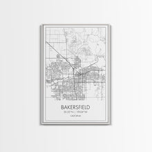 Load image into Gallery viewer, Bakersfield Street Map, California Map, City Wall Art, Home Wall Décor, Wife Gift, Minimalist Art, Wall Art, Canvas Print, Canvas Wall Art