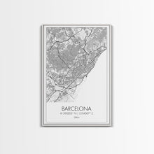 Load image into Gallery viewer, Barcelona Street Map, Spain Map, City Wall Art, Europe Travel Art, Anniversary Gift, Modern Art, Wall Art, Canvas Print, Canvas Wall Art