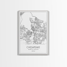 Cargar imagen en el visor de la galería, Chesapeake Street Map, Virginia Map, City Map Art, Modern Art, Wall Art, Canvas Print, Canvas Wall Art, Travel Art, Above Bed Décor