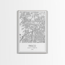 Load image into Gallery viewer, Frisco Street Map, Texas Map, City Map Art, Minimalist Art, Wall Art, Canvas Print, Black And White Art, Office Wall Art, Aviation Gift