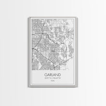 Load image into Gallery viewer, Garland Street Map, Texas Map, City Map Art, Minimalist Art, Wall Art, Canvas Print, Black And White Map, Travel Wall Art, Gift For Her