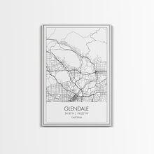 Carregar imagem no visualizador da galeria, Glendale Street Map, California Map, City Map Art, Minimalist Art, Wall Art, Canvas Print, Black And White Map, Gifts For Him, Travel Art