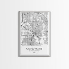 Load image into Gallery viewer, Grand Prairie Street Map, Texas Map, City Map Art, Minimalist Art, Wall Art, Canvas Print, Black And White, Travel Print, Anniversary Gift