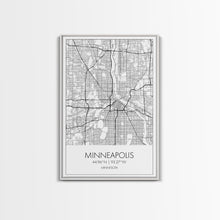 Load image into Gallery viewer, Minneapolis Street Map, Minnesota Map, City Map Art, Modern Art, Wall Art, Canvas Print, Travel Print, Master Bedroom Art, Graduation Gift