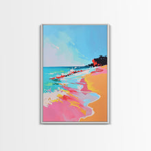 Load image into Gallery viewer, Dynamic Waves Crashing on Vibrant Beach - Framed Canvas Print, Coastal Wall Art, Ocean Vibes Decor for Living Room