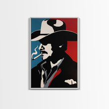 Load image into Gallery viewer, Cowboy and Cowgirl Embracing in Scenic Western Landscape - Framed Canvas Print, Rustic Western Decor, Bedroom Art, Romantic Wall Art