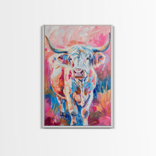 Load image into Gallery viewer, Colorful Highland Cow Art - Rustic Farmhouse Wall Decor, Vibrant Animal Painting, Living Room Art, Highland Cow Canvas Print