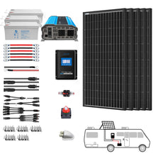 Carregar imagem no visualizador da galeria, ACOPOWER Deep Cycle GEL Battery Mono Solar Power Complete System with Battery and Inverter for RV Boat 12V Off Grid Kit