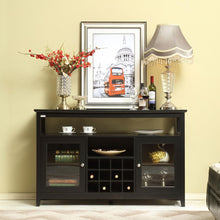 Carregar imagem no visualizador da galeria, 51" Wide Wood Cupboard Buffet Storage Cabinet with Wine Rack for 12-Bottles