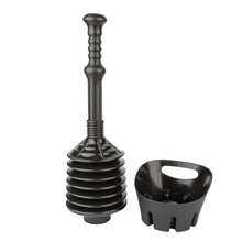 Load image into Gallery viewer, Antimicrobial Bellows Accordion Toilet Plunger with Black Storage Tray (Black)