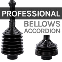 Load image into Gallery viewer, Antimicrobial Bellows Accordion Toilet Plunger with Black Storage Tray (Black)