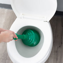 Load image into Gallery viewer, Antimicrobial Bellows Accordion Toilet Plunger with Black Storage Tray (Green)