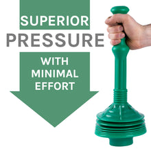 Load image into Gallery viewer, Antimicrobial Bellows Accordion Toilet Plunger with Black Storage Tray (Green)