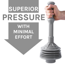 Load image into Gallery viewer, Antimicrobial Bellows Accordion Toilet Plunger with Black Storage Tray (Grey)