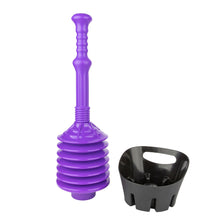 Load image into Gallery viewer, Antimicrobial Bellows Accordion Toilet Plunger with Black Storage Tray (Purple)