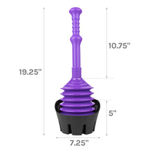 Load image into Gallery viewer, Antimicrobial Bellows Accordion Toilet Plunger with Black Storage Tray (Purple)