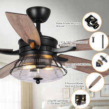 Carregar imagem no visualizador da galeria, 52" Antone Industrial Downrod Mount Reversible Ceiling Fan with Lighting and Remote Control
