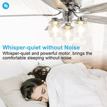 Carregar imagem no visualizador da galeria, 52" Bangatore Traditional Chrome Flush Mount Reversible Ceiling Fan with Lighting and Remote Control