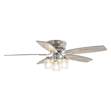 Carregar imagem no visualizador da galeria, 52" Bangatore Traditional Chrome Flush Mount Reversible Ceiling Fan with Lighting and Remote Control