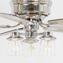 Carregar imagem no visualizador da galeria, 52" Bangatore Traditional Chrome Flush Mount Reversible Ceiling Fan with Lighting and Remote Control