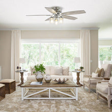 Carregar imagem no visualizador da galeria, 52" Bangatore Traditional Chrome Flush Mount Reversible Ceiling Fan with Lighting and Remote Control