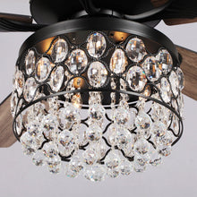 Carregar imagem no visualizador da galeria, 52" Berkshire Modern Downrod Mount Reversible Crystal Ceiling Fan with Lighting and Remote Control