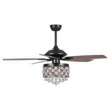 Carregar imagem no visualizador da galeria, 52" Berkshire Modern Downrod Mount Reversible Crystal Ceiling Fan with Lighting and Remote Control
