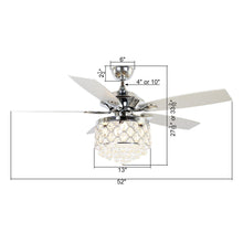 Carregar imagem no visualizador da galeria, 52" Berkshire Modern Downrod Mount Reversible Crystal Ceiling Fan with Lighting and Remote Control