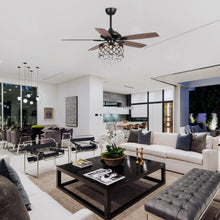 Carregar imagem no visualizador da galeria, 52" Berkshire Modern Downrod Mount Reversible Crystal Ceiling Fan with Lighting and Remote Control