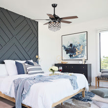 Carregar imagem no visualizador da galeria, 52" Berkshire Modern Downrod Mount Reversible Crystal Ceiling Fan with Lighting and Remote Control