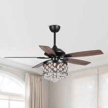 Carregar imagem no visualizador da galeria, 52" Berkshire Modern Downrod Mount Reversible Crystal Ceiling Fan with Lighting and Remote Control