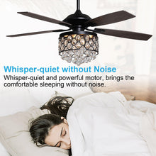 Carregar imagem no visualizador da galeria, 52" Berkshire Modern Downrod Mount Reversible Crystal Ceiling Fan with Lighting and Remote Control