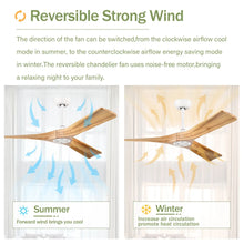 Carregar imagem no visualizador da galeria, 52” Ceiling Fan with Remote, Reversible DC Motor, 3 Wood Blades