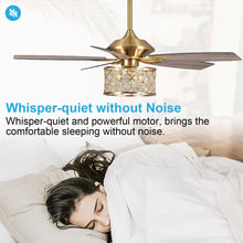 Carregar imagem no visualizador da galeria, 52" Cochin Modern Downrod Mount Reversible Crystal Ceiling Fan with Lighting and Remote Control