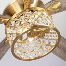 Carregar imagem no visualizador da galeria, 52" Cochin Modern Downrod Mount Reversible Crystal Ceiling Fan with Lighting and Remote Control