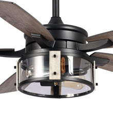 Carregar imagem no visualizador da galeria, 52" Coimbatore Farmhouse Downrod Mount Reversible Ceiling Fan with Lighting and Remote Control